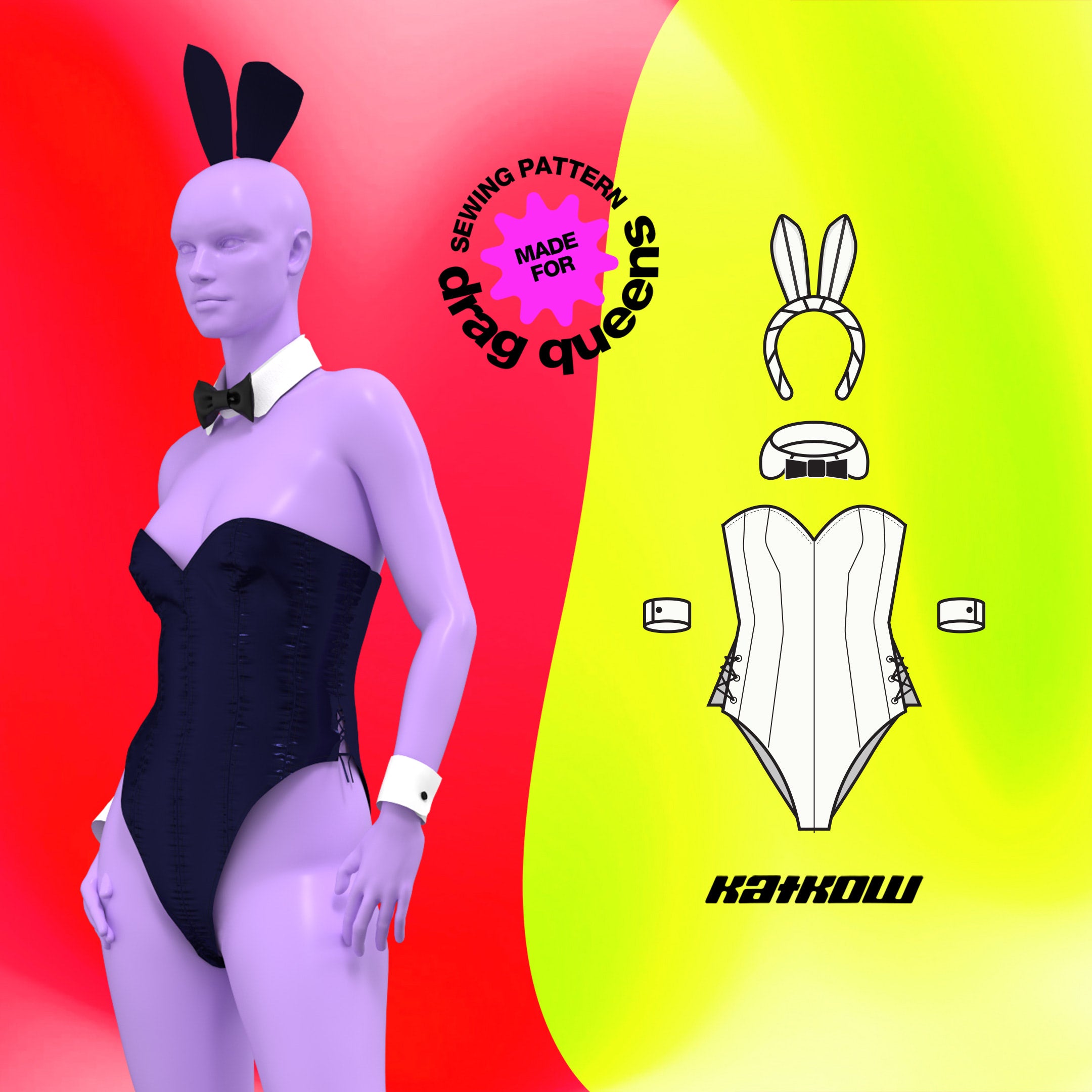 Bunny Cocktail Halloween Costume Corset Sewing Pattern (Sizes XS-4X) –  Katkow