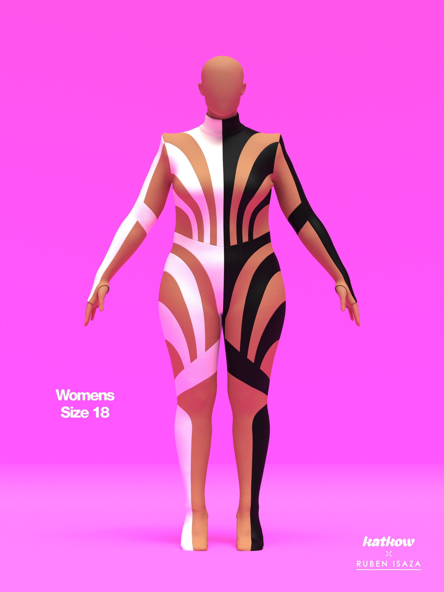 Half Striped Full-Body Catsuit Sewing Pattern by Ruben Isaza and Katkow Drag Queen and Standard Womens Costume Outfit Stretch Cutout Colorblock Nude Dancewear Festival Rave Cosplay Mugler size 18