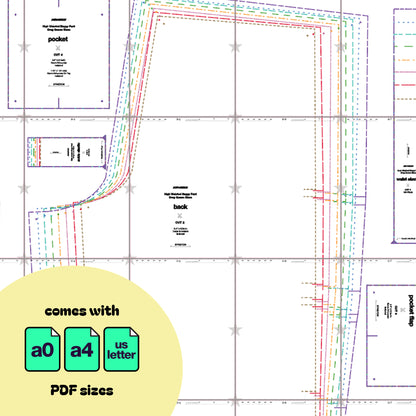 Katkow Baggy High Waisted Cargo Pants Sewing Pattern (XS-4X) PDF For Drag Queens PDF