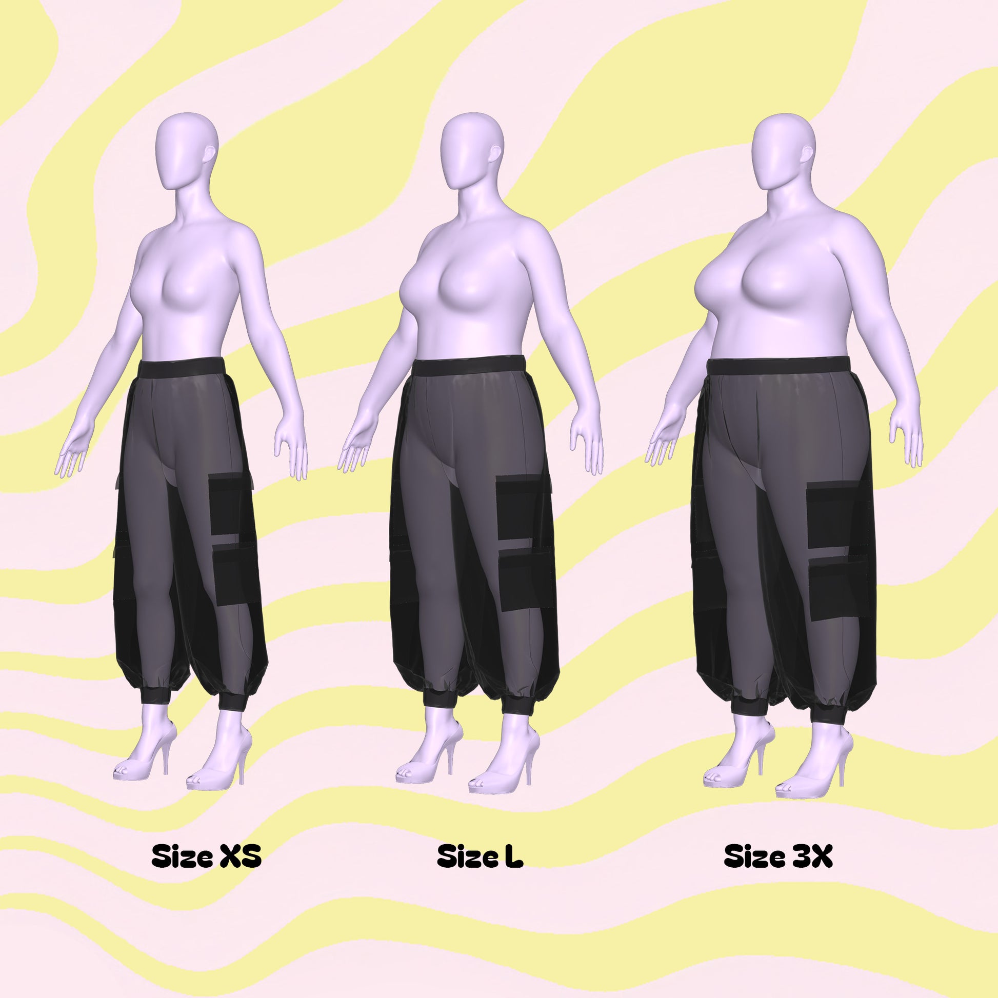 Katkow Baggy High Waisted Cargo Pants Sewing Pattern (XS-4X) PDF For Drag Queens Sizes