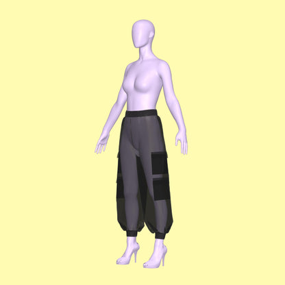 Katkow Baggy High Waisted Cargo Pants Sewing Pattern (XS-4X) PDF For Drag Queens Angle