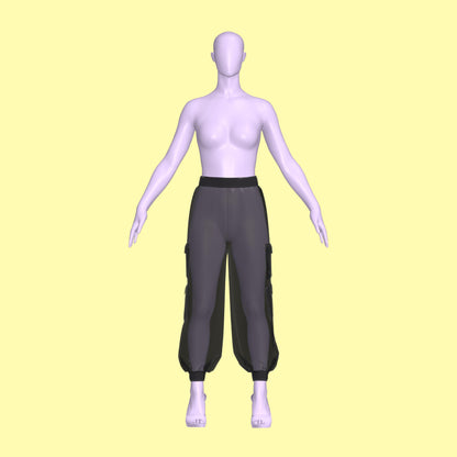 Katkow Baggy High Waisted Cargo Pants Sewing Pattern (XS-4X) PDF For Drag Queens Front