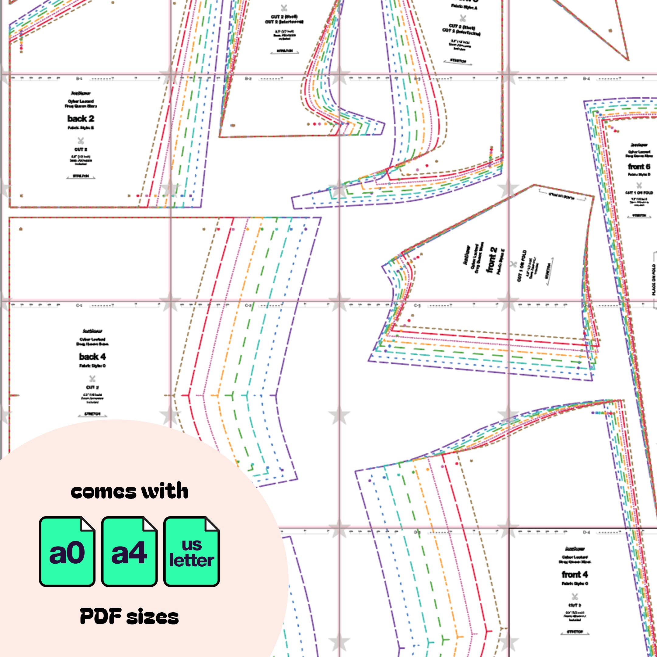 Katkow Cyber Cutout Leotard Sewing Pattern For Drag Queens Cosplay Dance Costume Rave Festival Stretch PDF