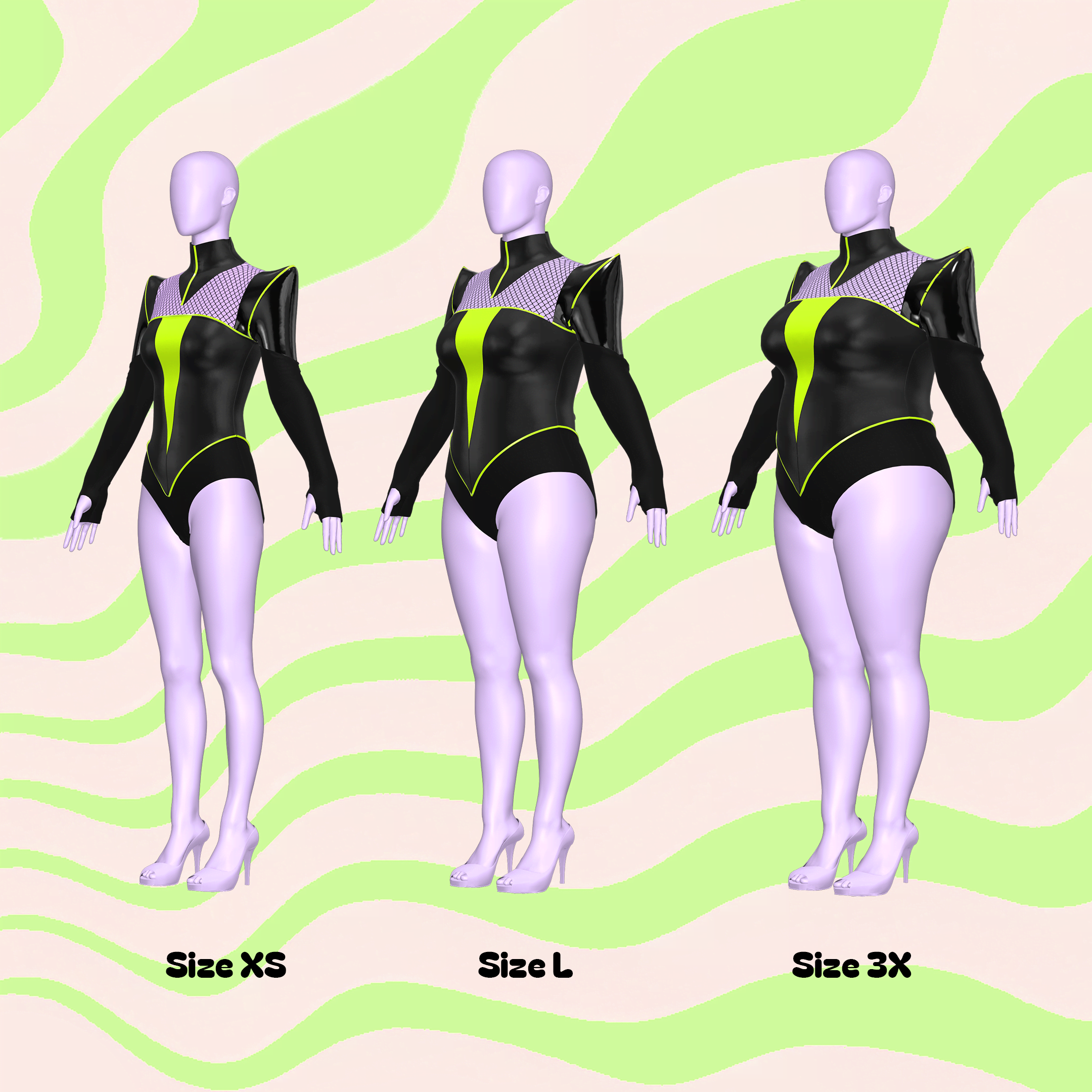 Katkow Cyber Cutout Leotard Sewing Pattern For Drag Queens Cosplay Dance Costume Rave Festival Stretch Sizes