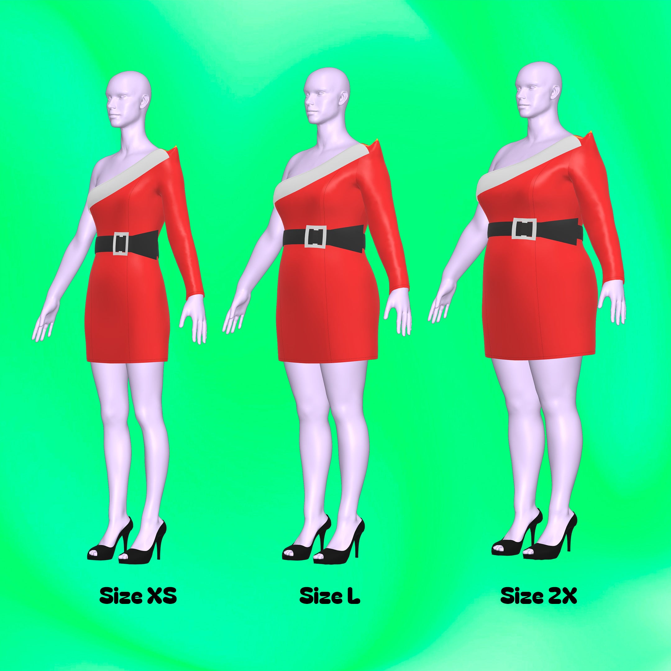 Katkow Asymmetric Sleeve Mini Dress Sewing Pattern (Sizes XS-4X) - PDF Made for Drag Queens Drag Queen Fashion Midi Dress Holiday Dress Santa Dress