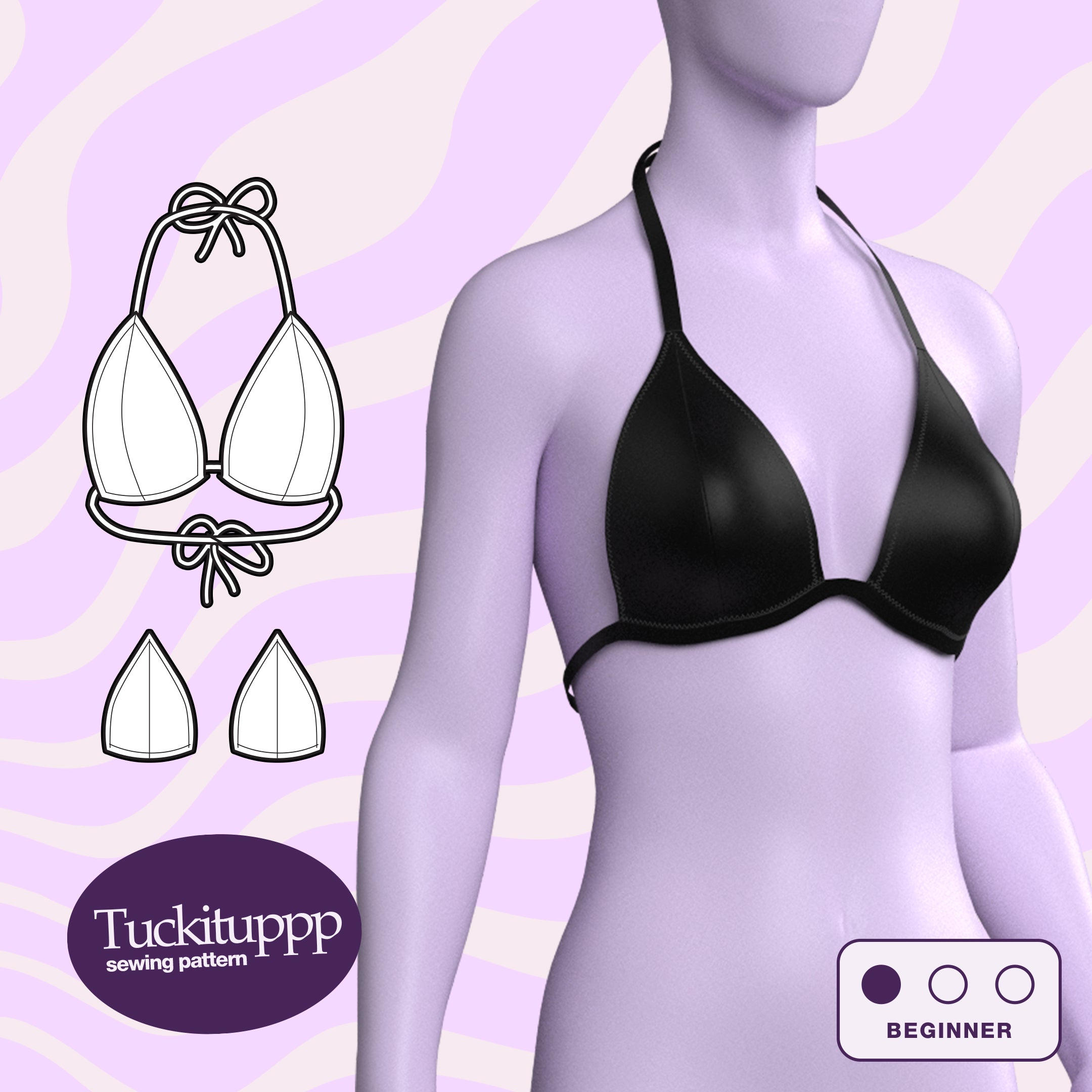 Katkow Tuckituppp Stuffed Padded Bikini Top Sewing Pattern (S-XXL) PDF For Drag Queens & Trans Women