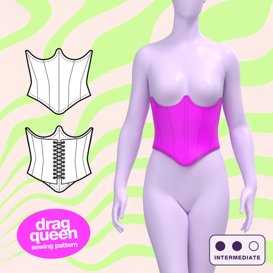 Underbust Corset Sewing Pattern for Drag Queens and Cosplay by Katkow Patterns - Costume Fashion Festival Plus Size Fantasy Pastel Goth Rave Thumb