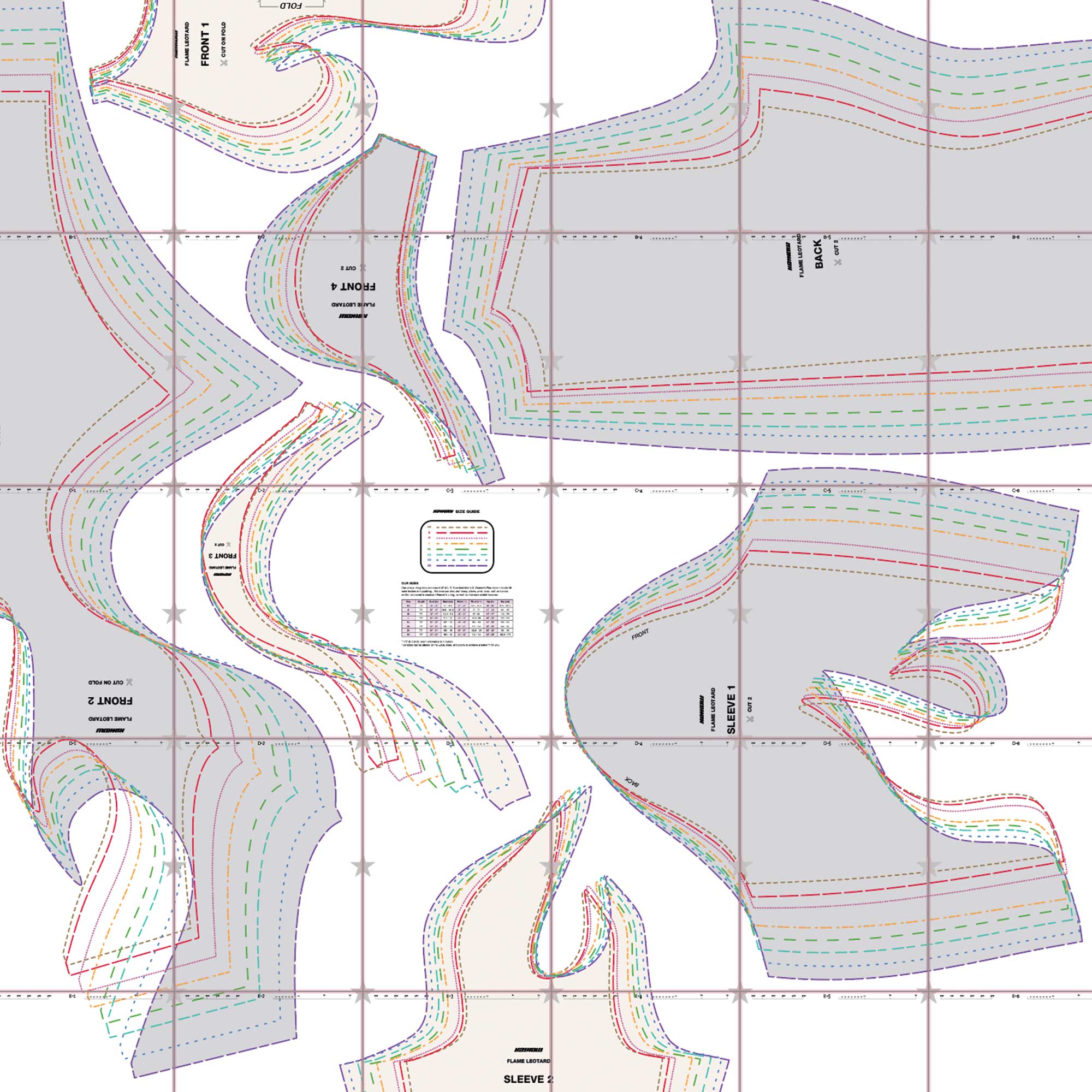 katkow drag queen flame leotard sewing pattern layout