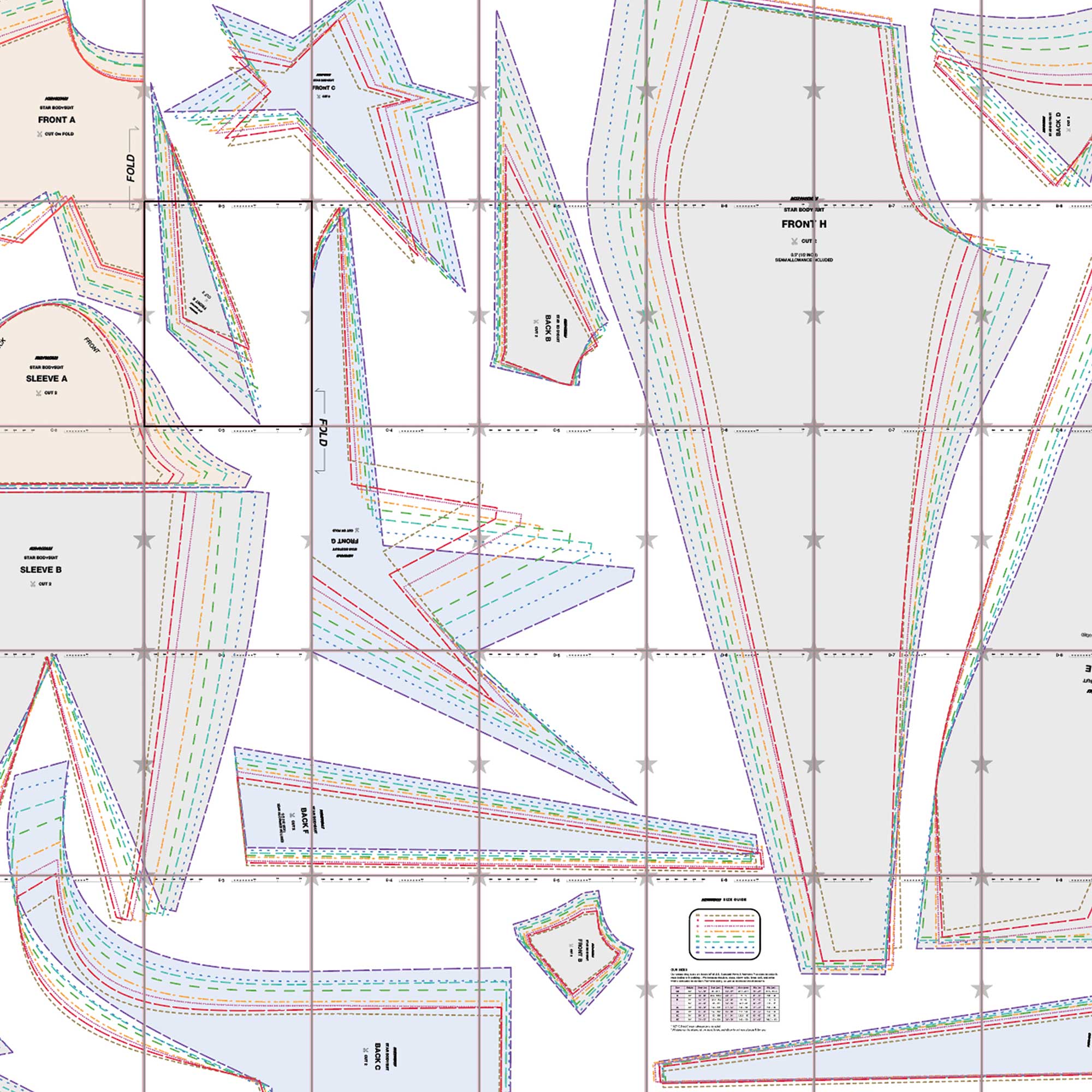 katkow drag queen star bodysuit sewing pattern layout